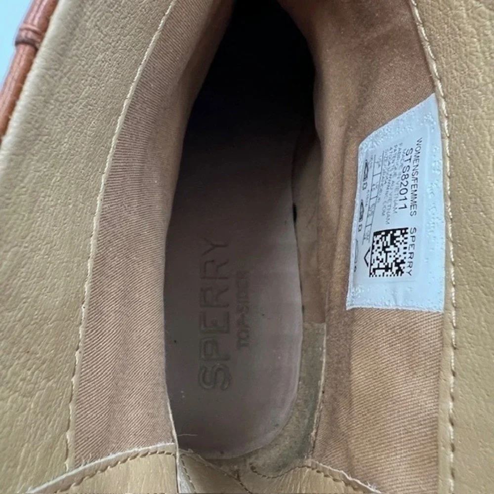 Sperry Top-Sider Womens Tan Leather Back Zip Ankle Boots STS82011‎ Size 7/6.5
